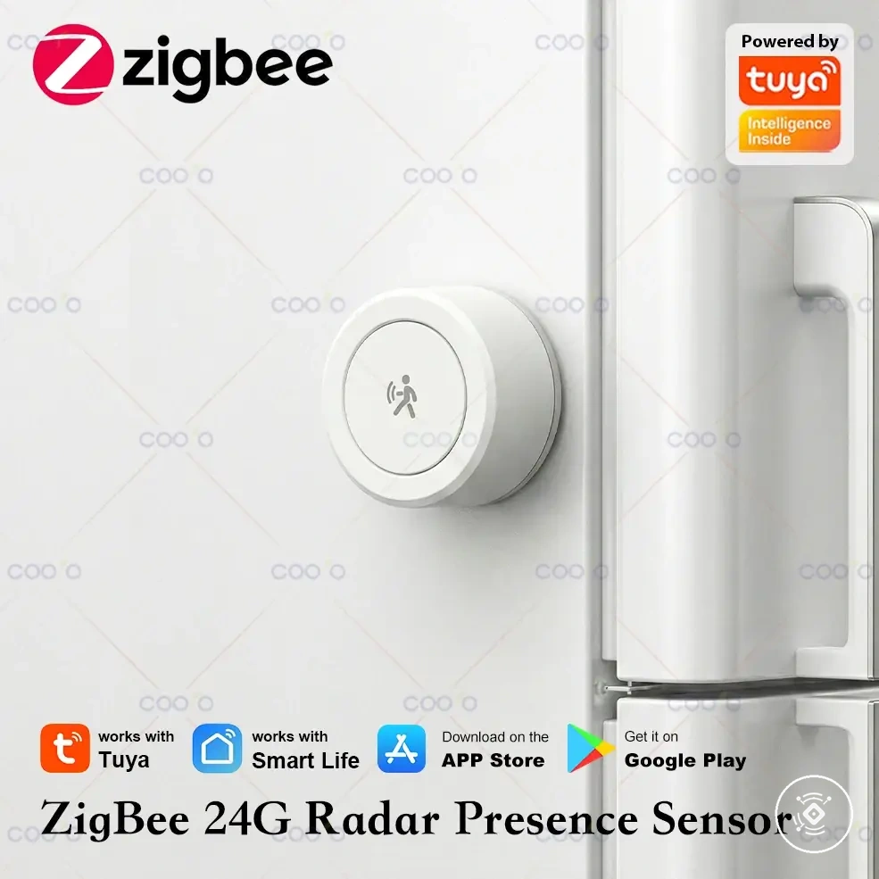 كاشف وجود بشري Mini Zigbee 24G mmWave مع لوحة مغناطيسية