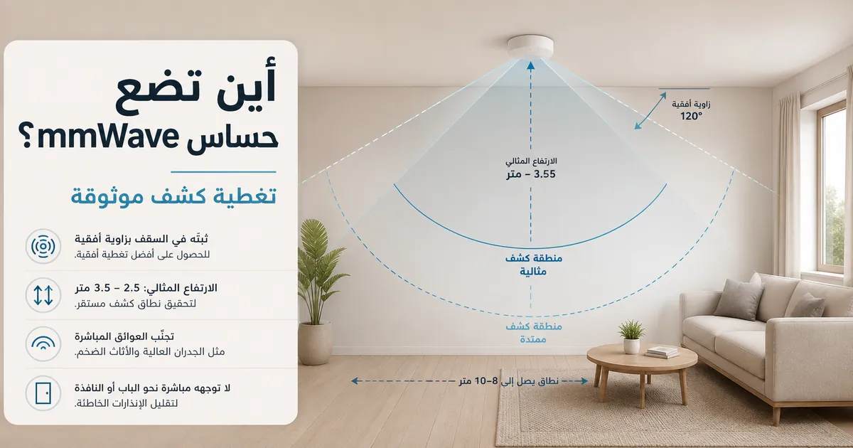 رسم لموضع حساس وجود mmWave داخل غرفة للحصول على تغطية كشف موثوقة