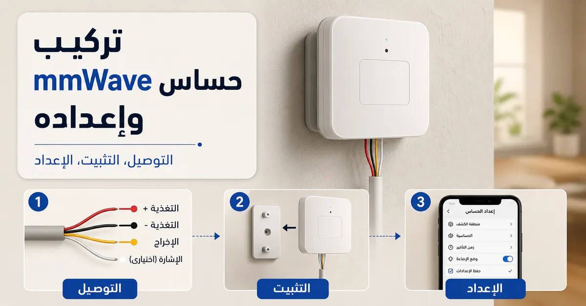 عرض لتركيب حساس وجود mmWave مع خطوات التوصيل والتثبيت والإعداد