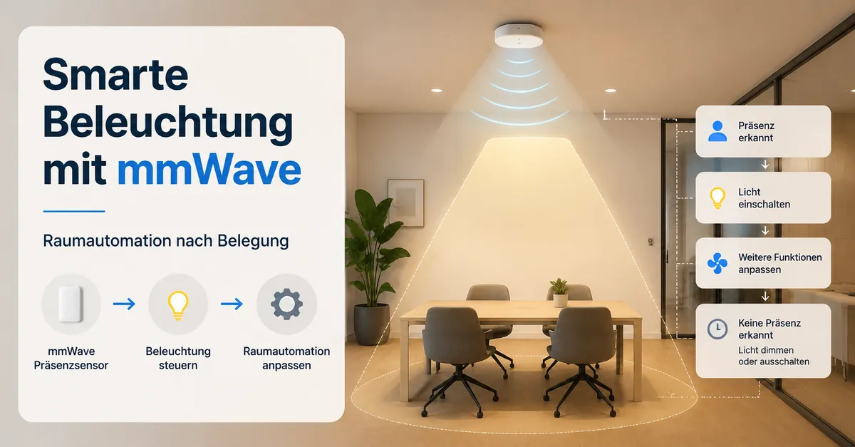 mmWave-Präsenzsensor steuert smarte Beleuchtung und Raumautomation anhand der Belegung