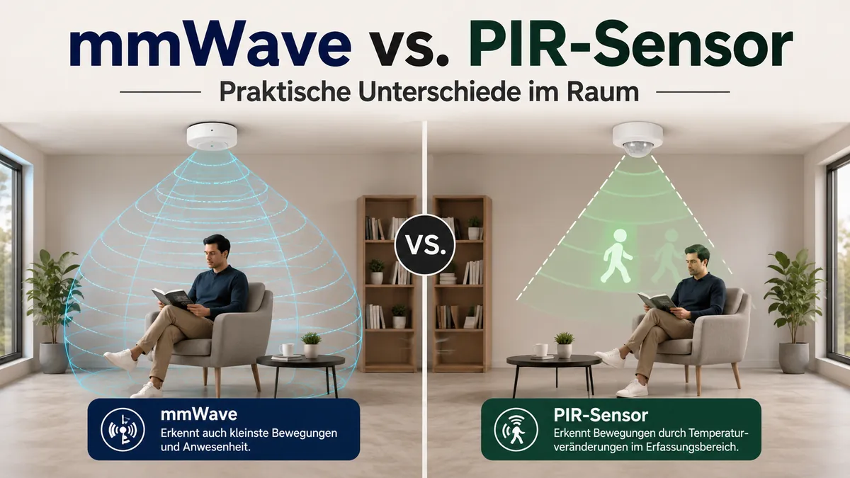 Direkter Vergleich eines mmWave-Präsenzsensors und eines PIR-Sensors zur Erkennung von Raumbelegung