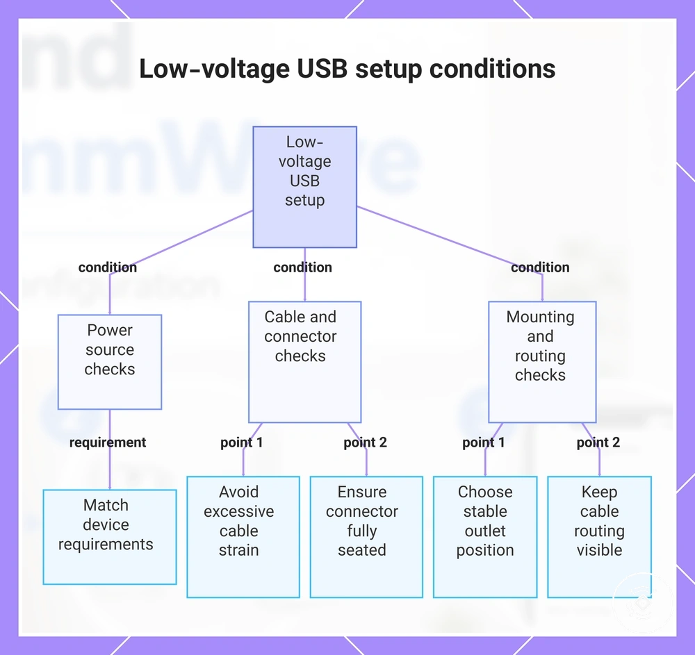 Low-voltage USB setup conditions