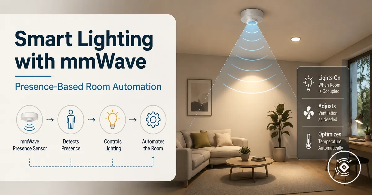 A mmWave presence sensor controlling smart lighting and room automation based on occupancy
