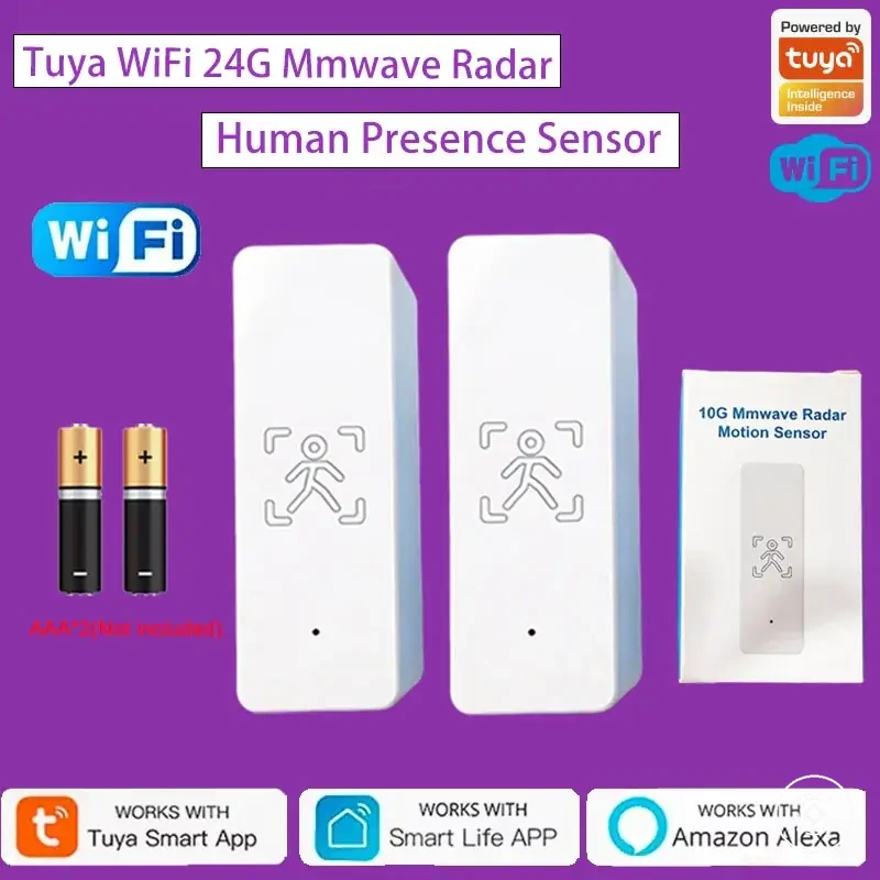 Sensor WiFi de presencia humana a batería para automatización de casa inteligente
