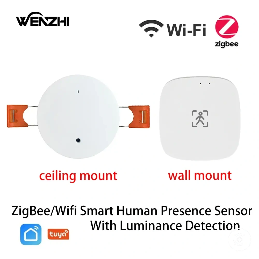 Sensor mmWave de presencia humana con opciones Zigbee y WiFi para varias entradas de voltaje