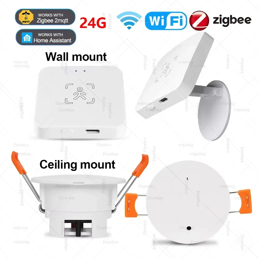 Sensor de presencia humana Zigbee y WiFi con radar mmWave y medición de luminancia