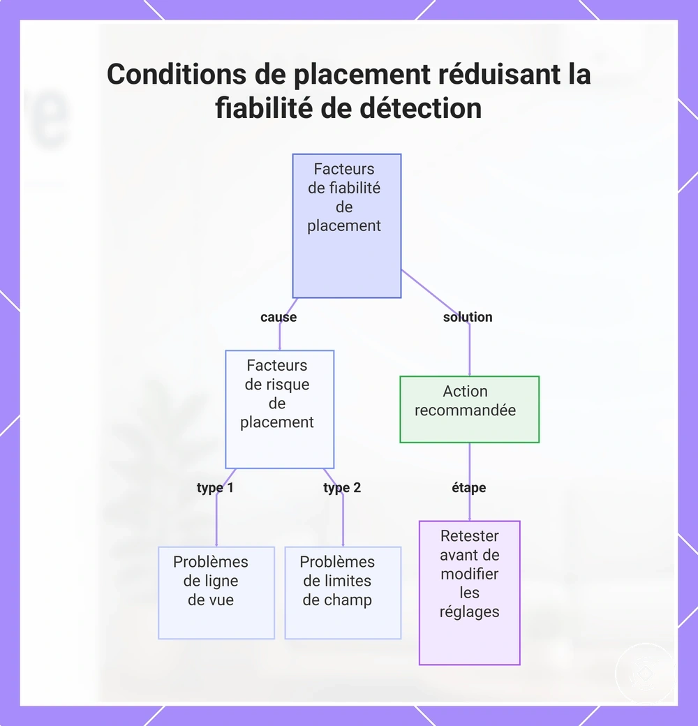 Conditions de placement réduisant la fiabilité de détection