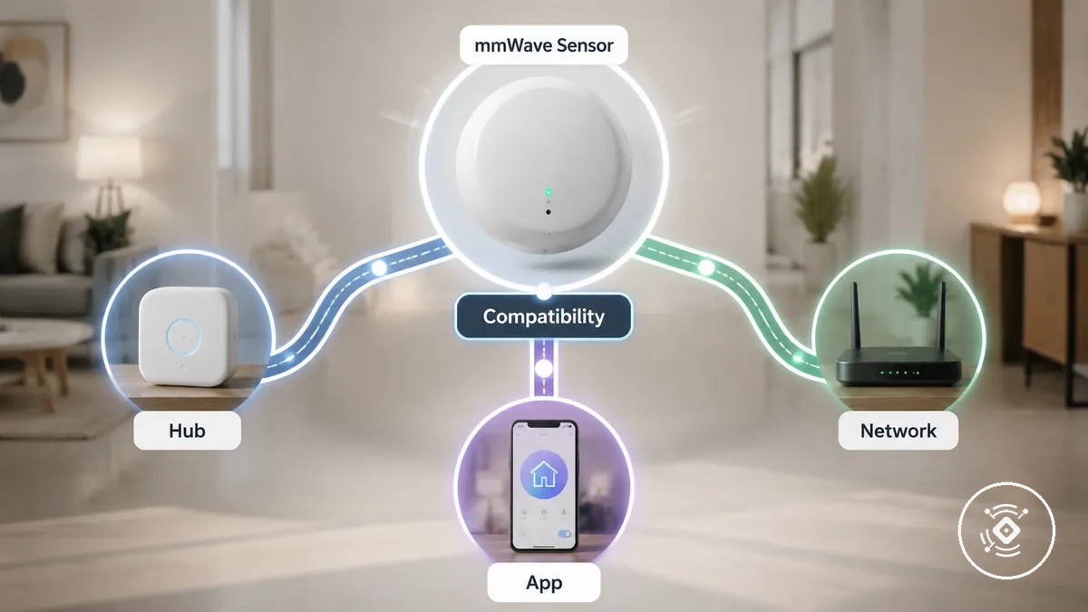 Escolhas de protocolo do sensor de presença mmWave mostrando diferentes caminhos de compatibilidade