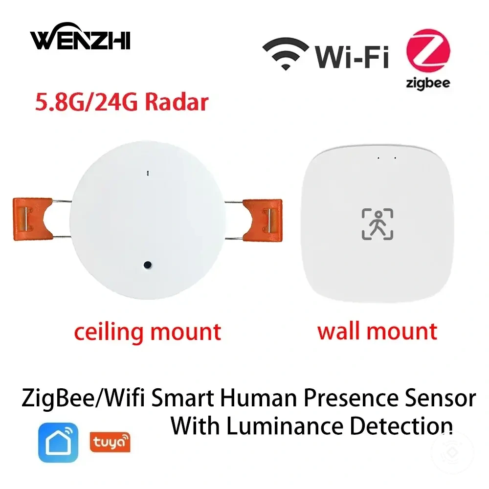 Parlaklık ve mesafe algılamalı Zigbee ve WiFi mmWave insan varlık sensörü