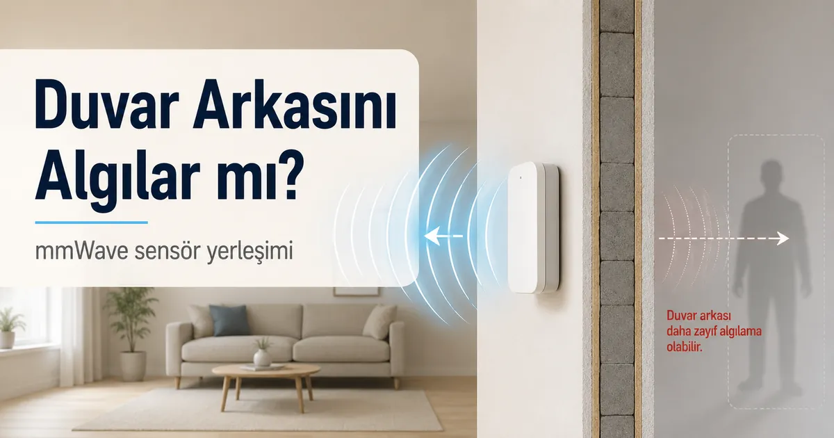 İç duvara yakın konumda, oda dışındaki istenmeyen algılamayı gösterebilen mmWave varlık sensörü