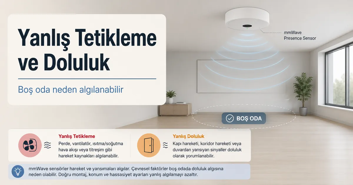 Boş bir odayı algılayan mmWave varlık sensörü ile yanlış tetikleme ve yanlış doluluk göstergeleri