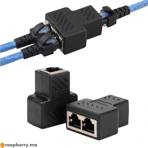 Répartiteur de connecteur Ethernet RJ45 1 à 2 prises Câble